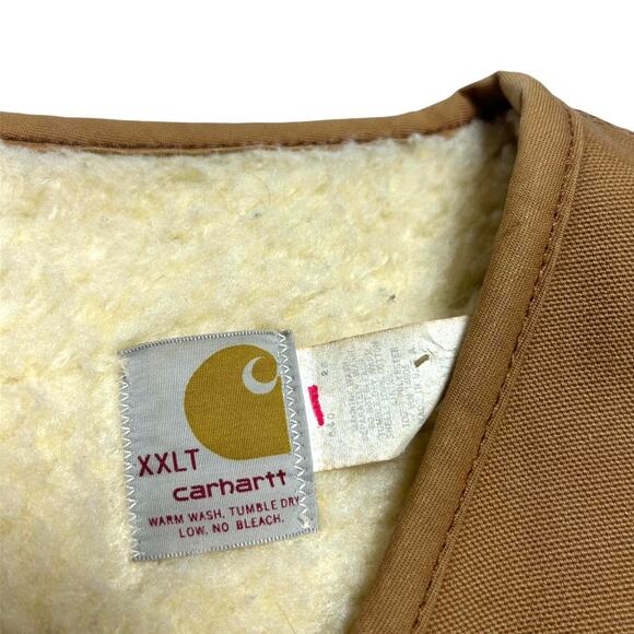 Carhartt 6SV VTG 70s Duck Canvas Sherpa Fleece Lined USA made Workwear Vest XXL - Picture 3 of 4